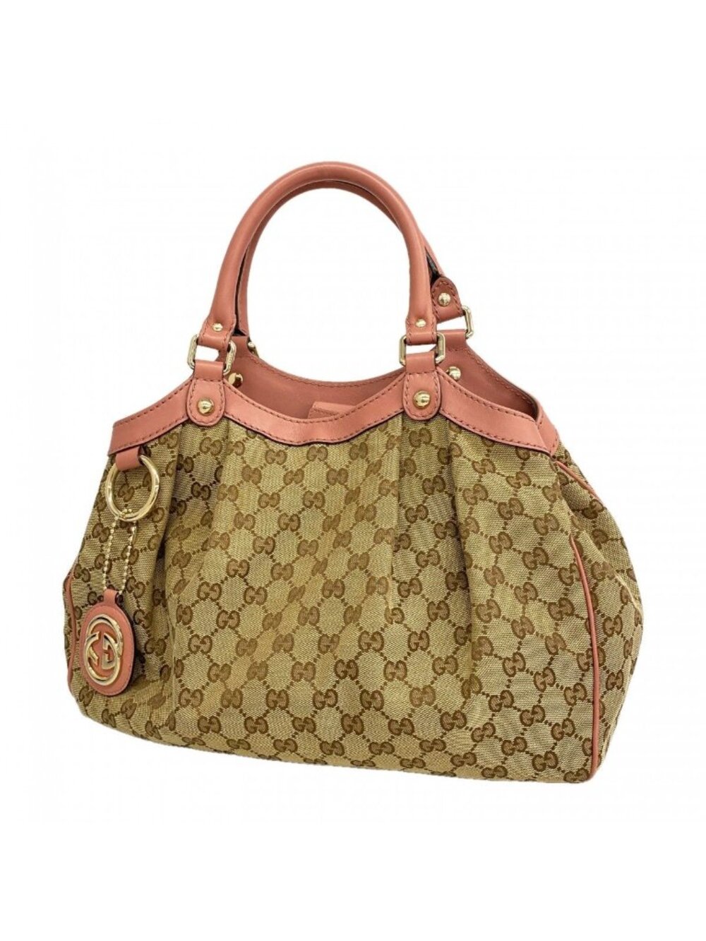 Gucci Tote GG Marmont Supreme Ski Canvas Beige Brown Pink Champagne Gold